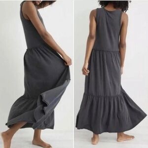 Aerie Tiered Scoop Neck Charcoal Maxi Dress